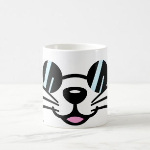 White Cat Wearing Black Glasses / Sunglasses Coffee Mug