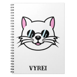 White Cat Wearing Black Glasses / Sunglasses Notebook