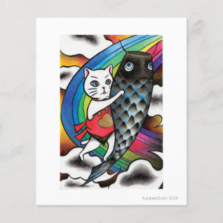 White Cat with a Carp