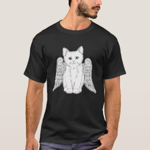 White Cat with Angel Wings Kitten Artwork for Wome T-Shirt