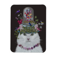 White Cat with Butterfly Bell Jar