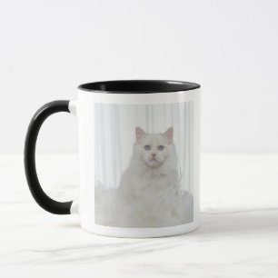 White Cat with Feathers Mug