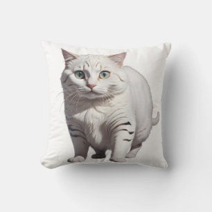 White Cat with Subtle Gray Tabby Markings Cushion