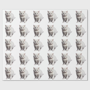 White Cat with Subtle Gray Tabby Markings Wrapping Paper