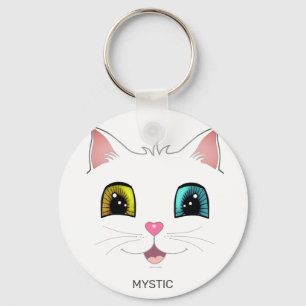 White Cat with Two Different Coloured Eyes Key Ring