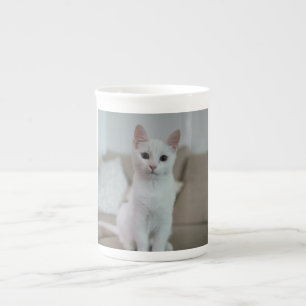 White cat   Zazzle_Growshop. Bone China Mug