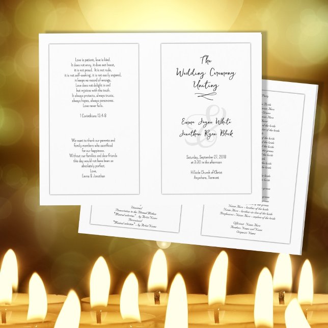 White Catholic Wedding Ceremony Program (Creator Uploaded)
