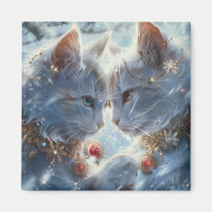 White Cats Digital Art Magnet