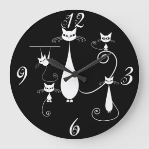 White Cats Everywhere Wall Clock