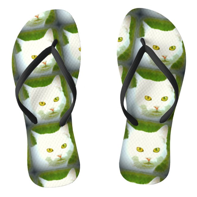 White cats flip flops (Footbed)