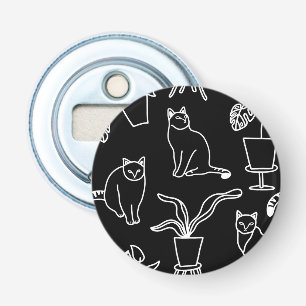 White cats on black bottle opener