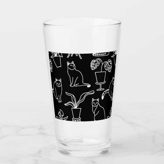 White cats on black glass (Front)