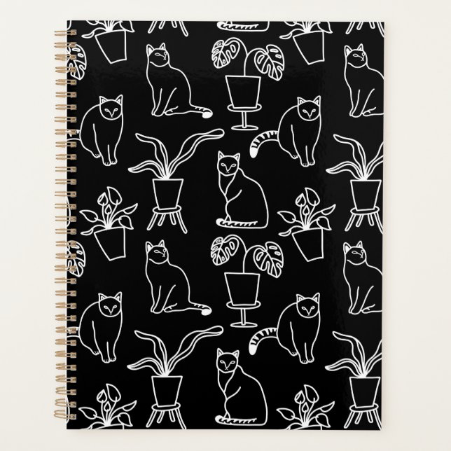 White cats on black planner (Front)
