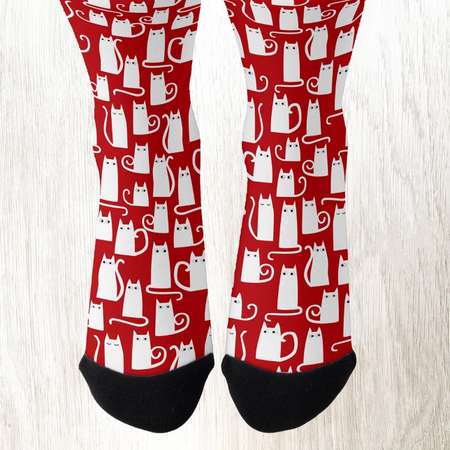White Cats on Red Socks (Fun and festive red and white cat socks for animal and pet lovers. Perfect for Christmas Holidays)