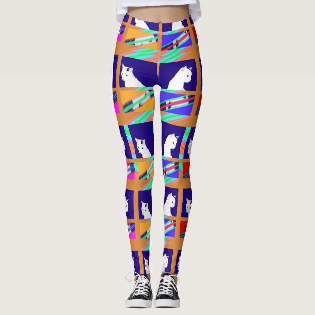 White Cats on Windows Leggings (Front)