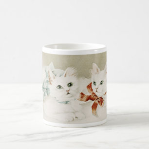 White Cats Red Blue Bows Coffee Mug