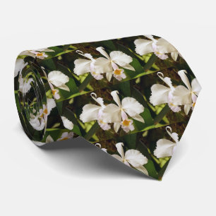 White Cattleya trianae Men's Tie