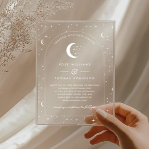 White Celestial Arched Wedding Invitation