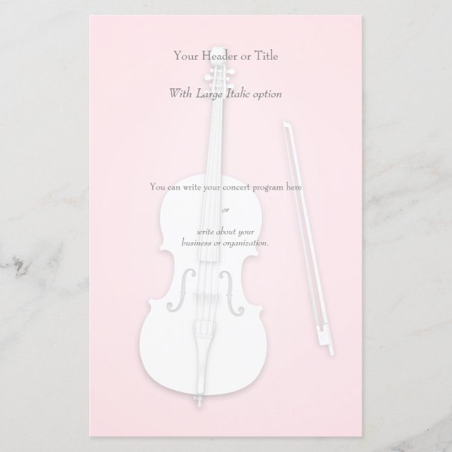White Cello Custom Colour Concert Program Insert (Front)