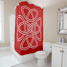 White Celtic Four Triquetra Cross on Red