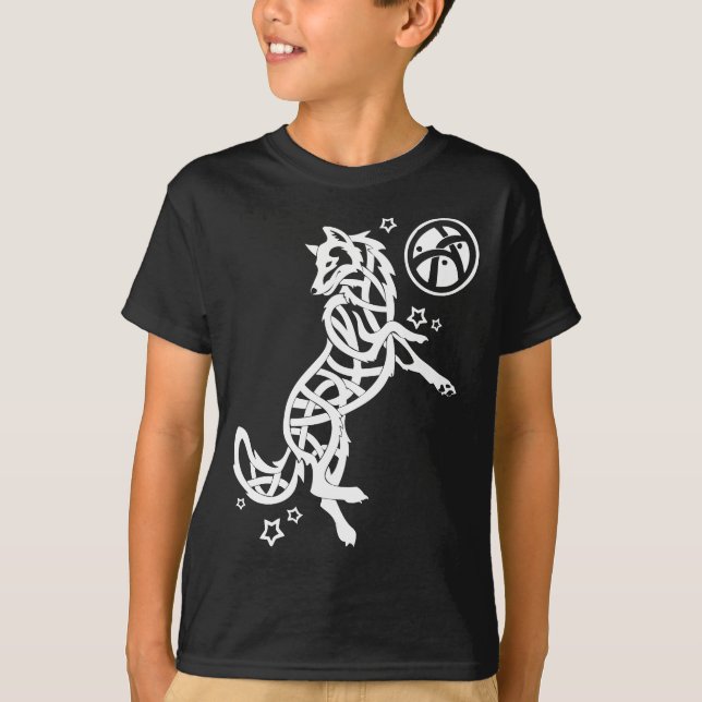 White Celtic Tribal Wolf T-Shirt (Front)