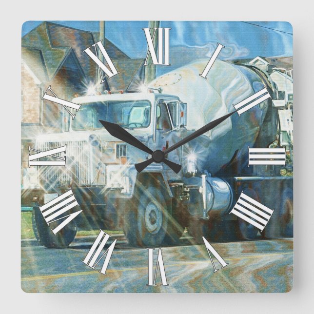 White Cement Truck Wall Clock (Front)