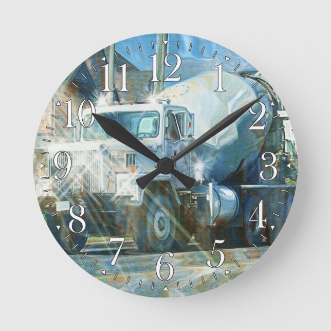 White Cement Truck Wall Clock (Front)