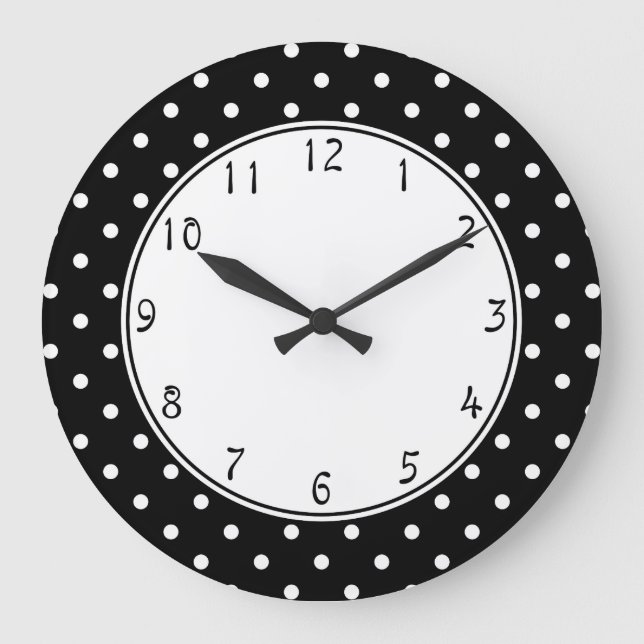 White centre circle Small White Polka dots black b Large Clock (Front)