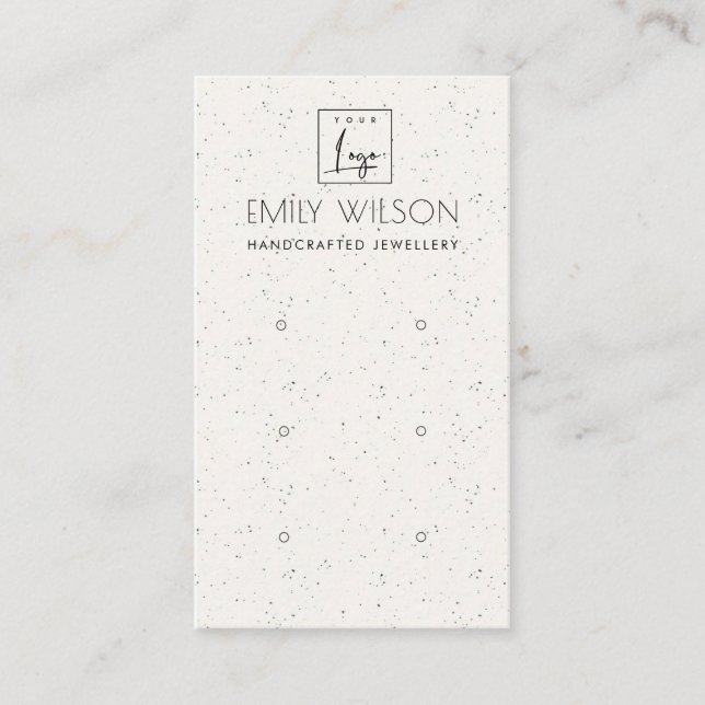 WHITE CERAMIC TEXTURE THREE EARRING DISPLAY LOGO BUSINESS CARD (Front)