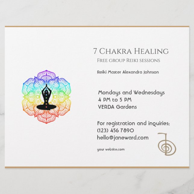  White Chakra Energy Healer Photo Reiki Horizontal Flyer (Front)