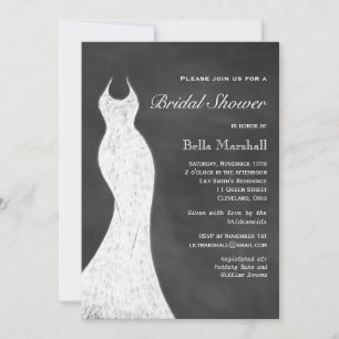White Chalk Bridal Shower Invitation