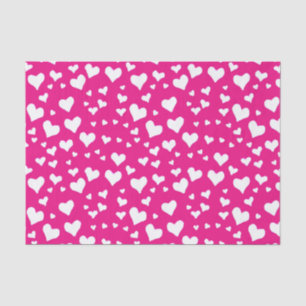 White Chalk Hearts on Fuchsia Pink Tissue Paper