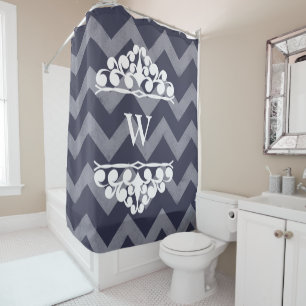 White Chalky Chevrons Chunky Swirls - Personalised Shower Curtain