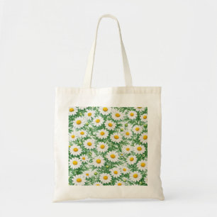 White Chamomile Daisy Floral Pattern Tote Bag
