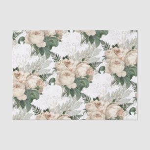 White Champagne Roses Victorian Garden Tissue Paper