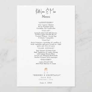 White Champagne Toast Engagement Party II Full Menu
