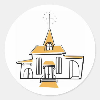 White Chapel with Gold Accents Classic Round Sticker