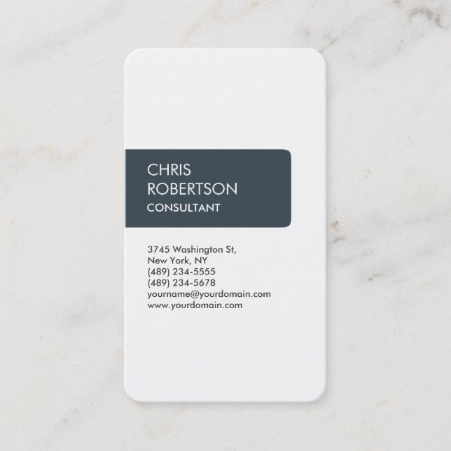 White Charcoal Attractive Charming Business Card (Front)