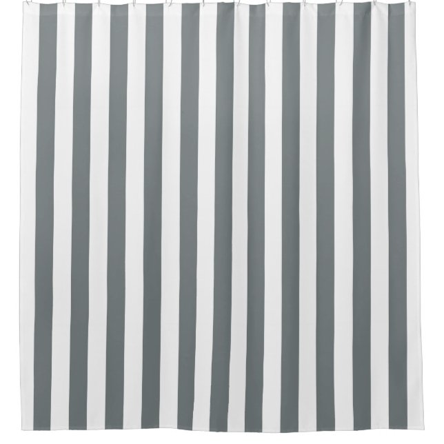 White Charcoal Grey Vertical Stripe NL #0 Shower Curtain (Front)