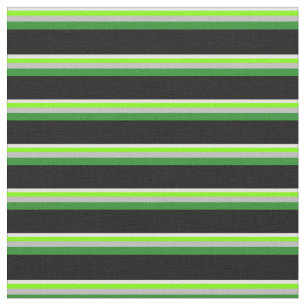 White, Chartreuse, Grey, Forest Green & Black Fabric