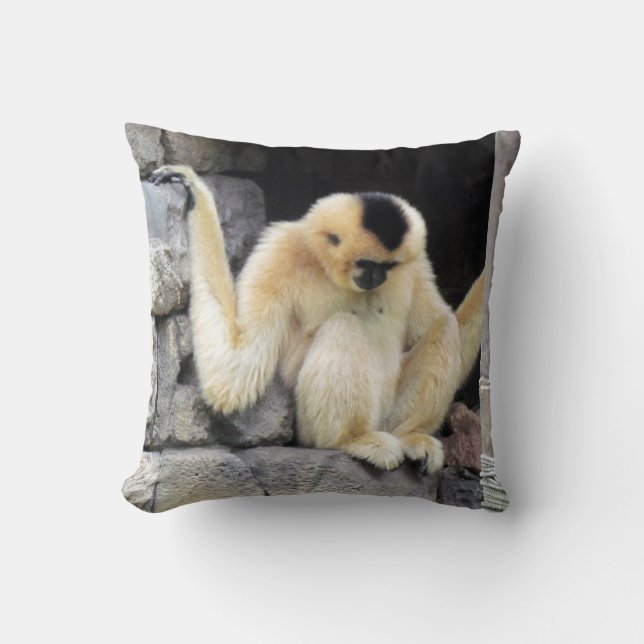 White Cheeked Gibbon Pillow (Front)