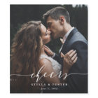 White Cheers Elegant Calligraphy Wedding Photo