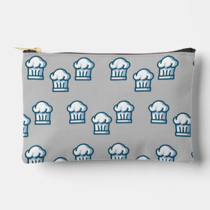 White chef hats on grey accessory pouch