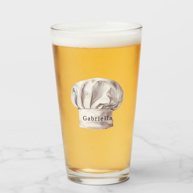 White Chef's Hat Glass (Front Filled)