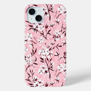White cherry blossom iPhone 15 mini case