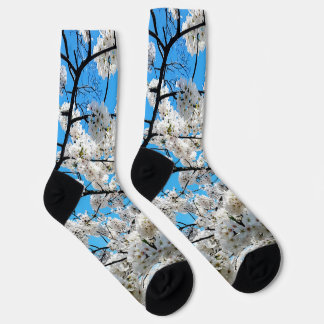 White Cherry Blossom Crew Socks