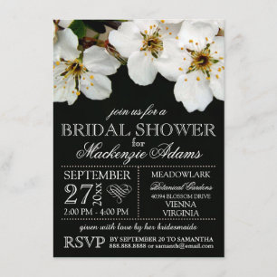 White Cherry Blossom Flowers Bridal Wedding Shower Invitation
