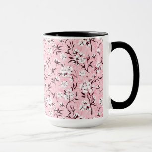 White cherry blossom mug