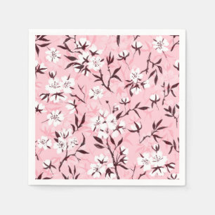 White cherry blossom napkin