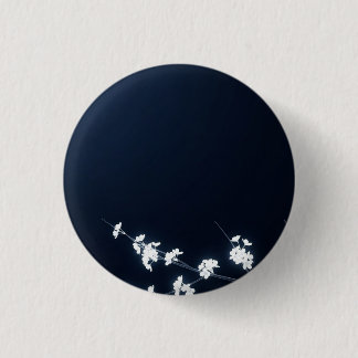 White Cherry Blossom Navy Background 3 Cm Round Badge